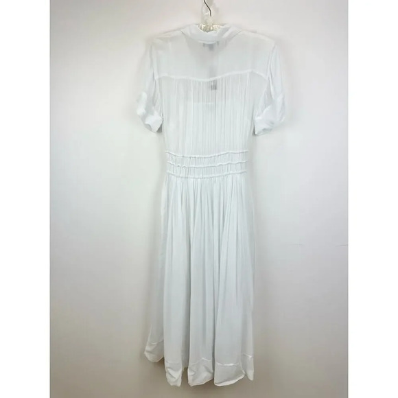 J. Crew Elena Shirtdress Chiffon White Midi A Line Minimalist Sheer US 0 NWT - Picture 14 of 15